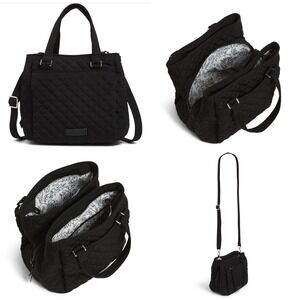 Vera Bradley Microfiber Classic Black Mini Multi-Compartment Crossbody Bag